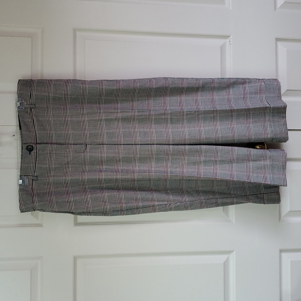 Plaid Crop Cuffed Wide Leg Dress Pant - Size 16 - Picture 6 of 13
